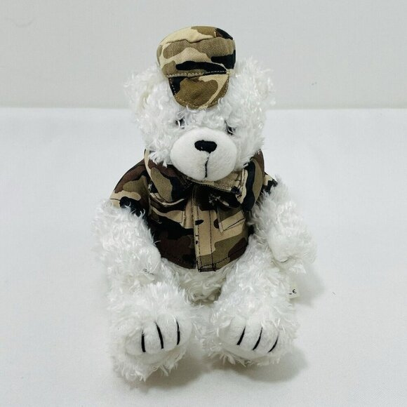 Artistic Toy Bear Plush Army Military Soldier Jacket Veteran Uniform Hat Costume - Picture 1 of 12